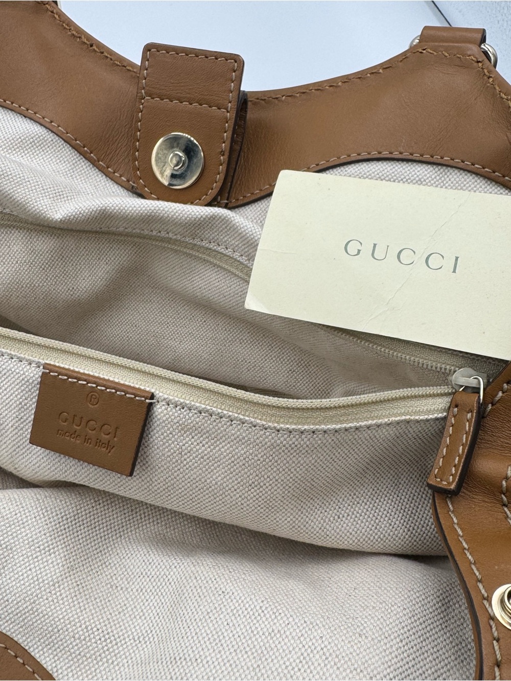 Gucci Canvas & Leather Trim Shoulder Bag with Hangtag - Picture 10 of 13